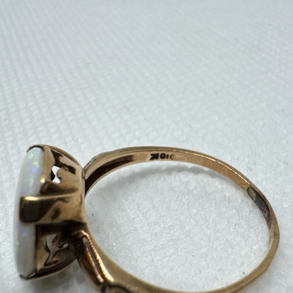 Vintage 10K Yellow Gold Opal Ring Size 6.25 Cocktail Heirloom Elegant Antique - Picture 8 of 14